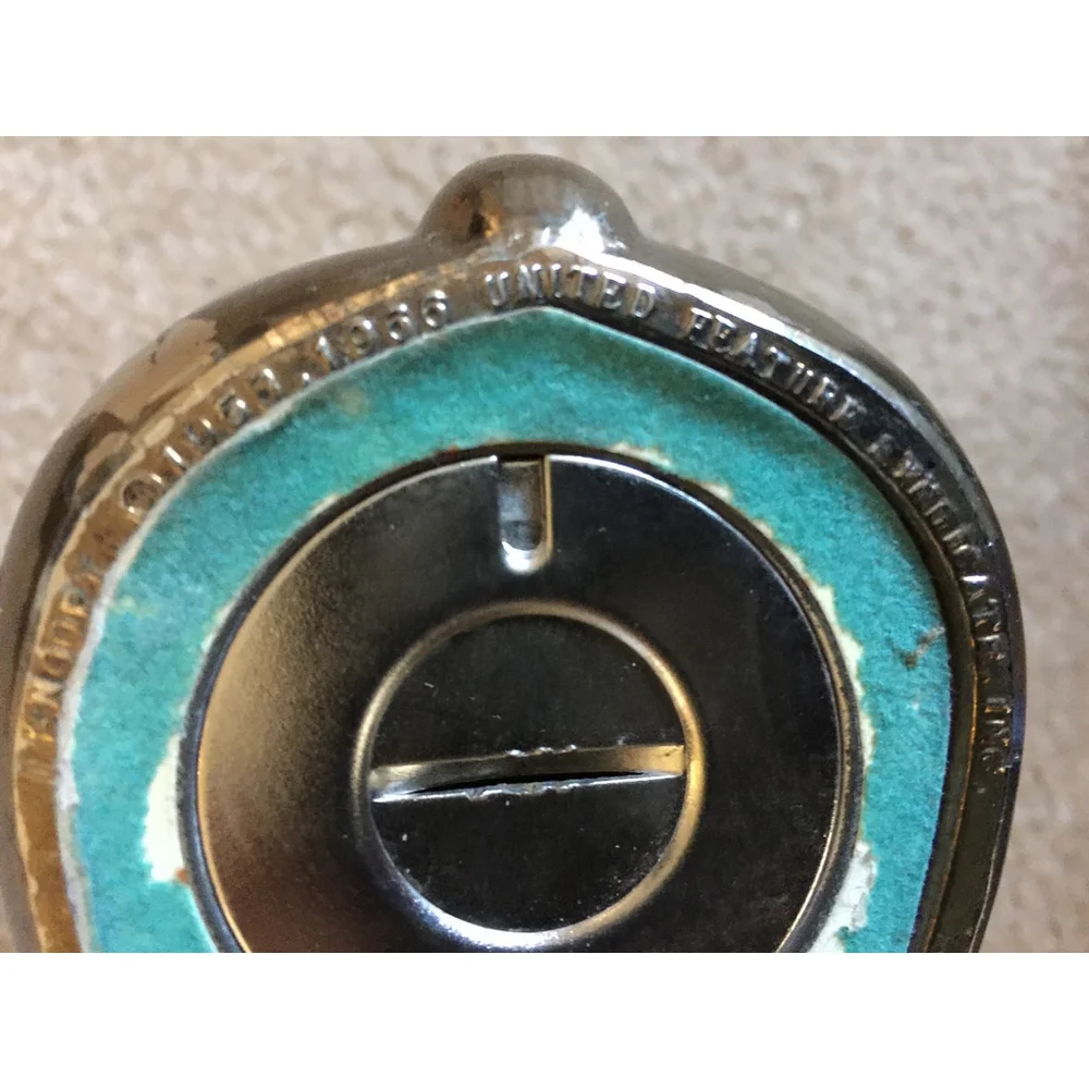 VINTAGE PEANUTS SNOOPY Silver Plated Bank, With Bottom Metal Plug